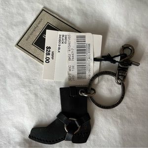 Frye Black Leather Harness Boot Keychain NWT